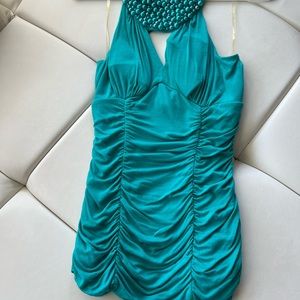 Emerald green embellished halter top